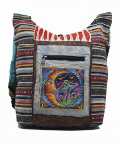 Festival-Ready Moon & Mushroom Embroidered Gheri Shoulder Bag – Boho Hippie Chic