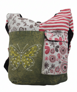 Butterfly Print & Side Pocket Handmade Shoulder Bag – Patchwork Gheri Hippie Festival Fashion