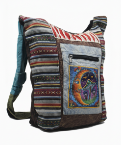 Festival-Ready Moon & Mushroom Embroidered Gheri Shoulder Bag – Boho Hippie Chic