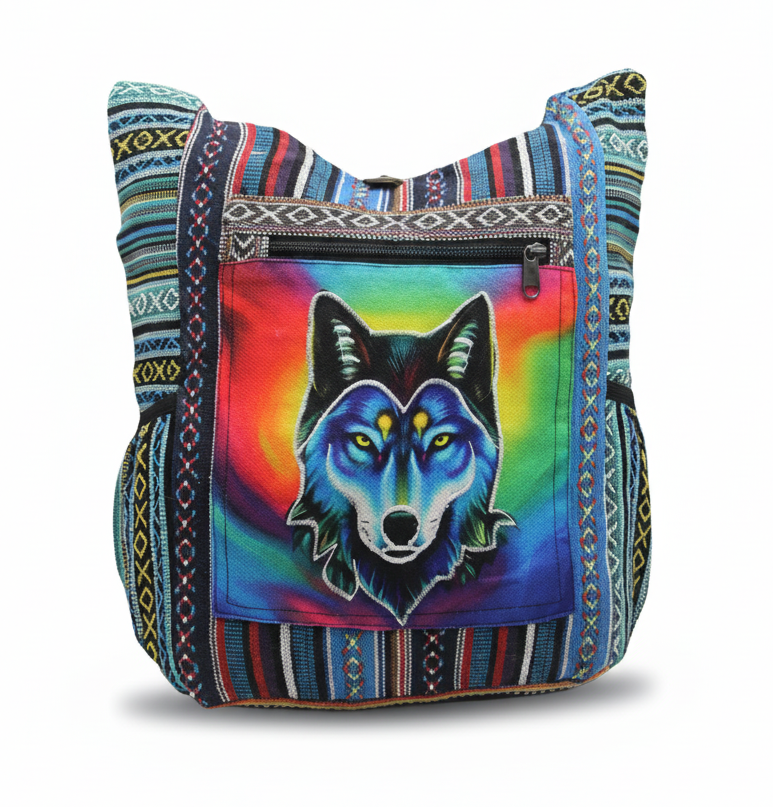 Handmade Ethnic Wolf Print Colorful Shoulder Bag – Hippie Gheri Festival | Wholesale Handmade Ethnic Wolf Print Colorful Shoulder Bag – Hippie Gheri Festival | Wholesale