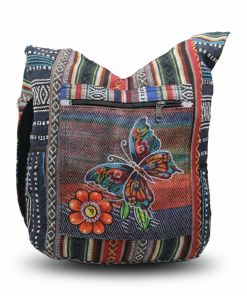 Eco-Friendly Handmade Hippie Gheri Crossbody Bag – Butterfly & Flower Embroidered Nomadic Style | Wholesale