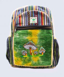 Embroidered Mushroom Print Hemp Backpack – Made in Nepal