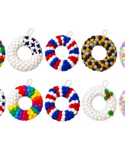 Hand-Knitted Felt Ball Christmas Wreaths - Free Shipping