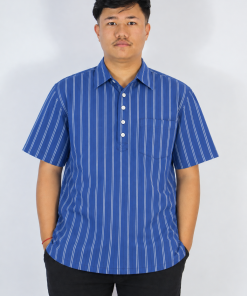Hippie cotton stripe shirt in blue color