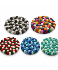 Handmade 100% Wool Felt Ball Trivet - Free Shipping