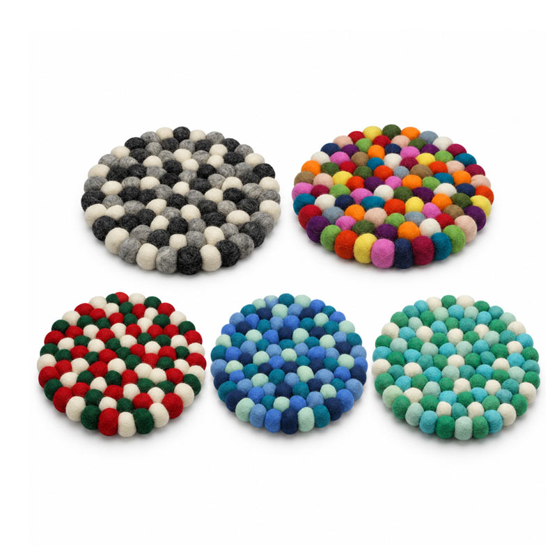 Handmade 100% Wool Felt Ball Trivet - Free Shipping Handmade 100% Wool Felt Ball Trivet - Free Shipping